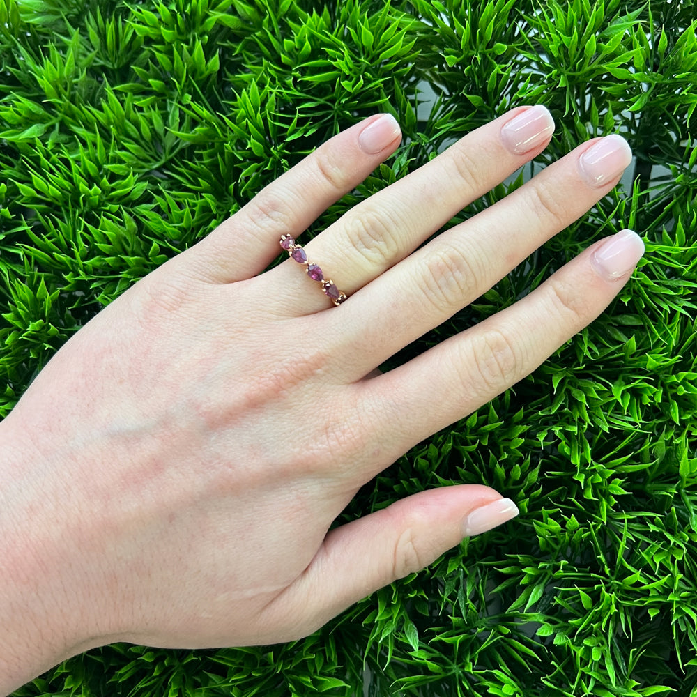 DFJ 14 Karat Rosé Gold Pear Shape Rubiy Eternity Band