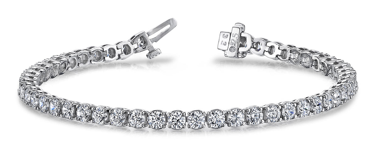 DFJ 14 Karat White Gold Diamond Tennis Bracelet 3.93TWT