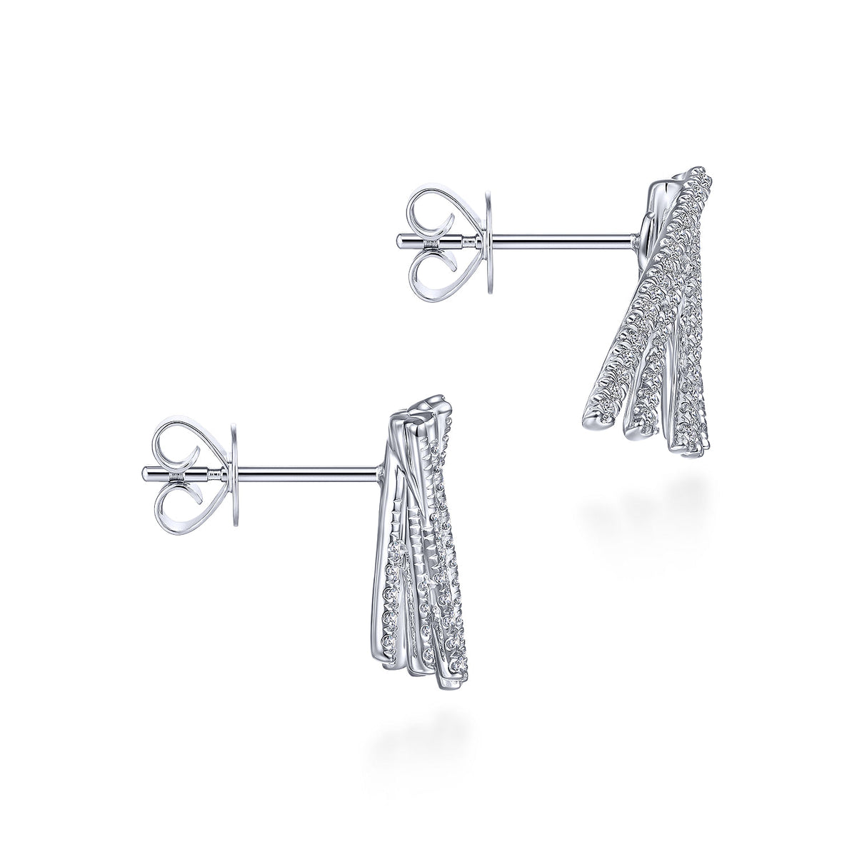 Gabriel &amp; Co. Round Brilliant Diamond Fan Stud Earrings - 0.74ctw 14 Karat White Gold