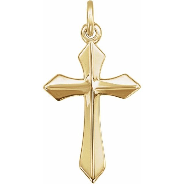 DFJ 14 Karat Yellow Gold Polished Cross Necklace