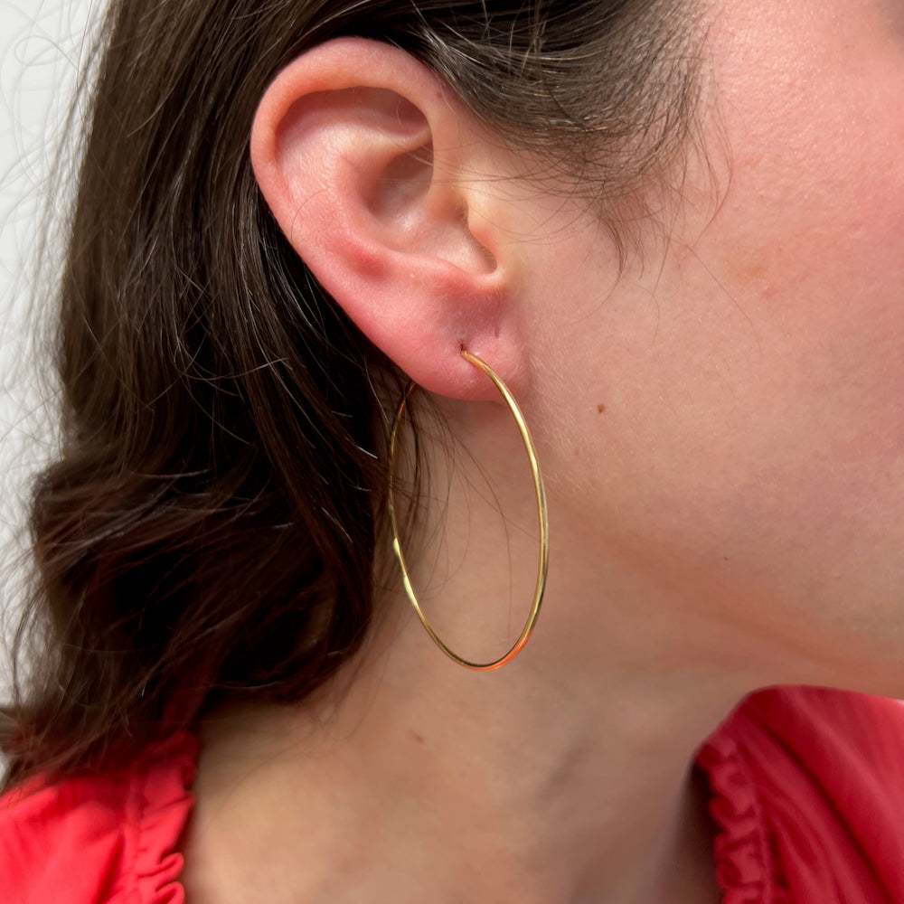 DFJ 14 Karat Yellow Gold Extra Large Hoop Earrings