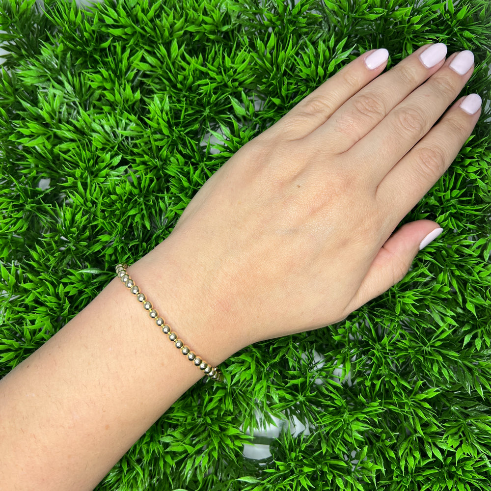 DFJ 14 Karat Yellow Gold 4mm Beaded Bracelet