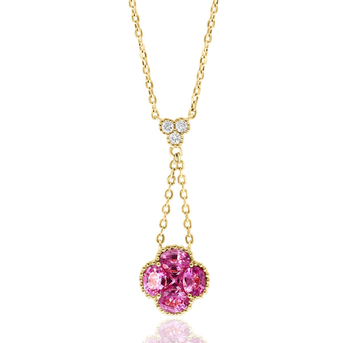 DFJ 14 Karat Yellow Gold Sapphires Necklace