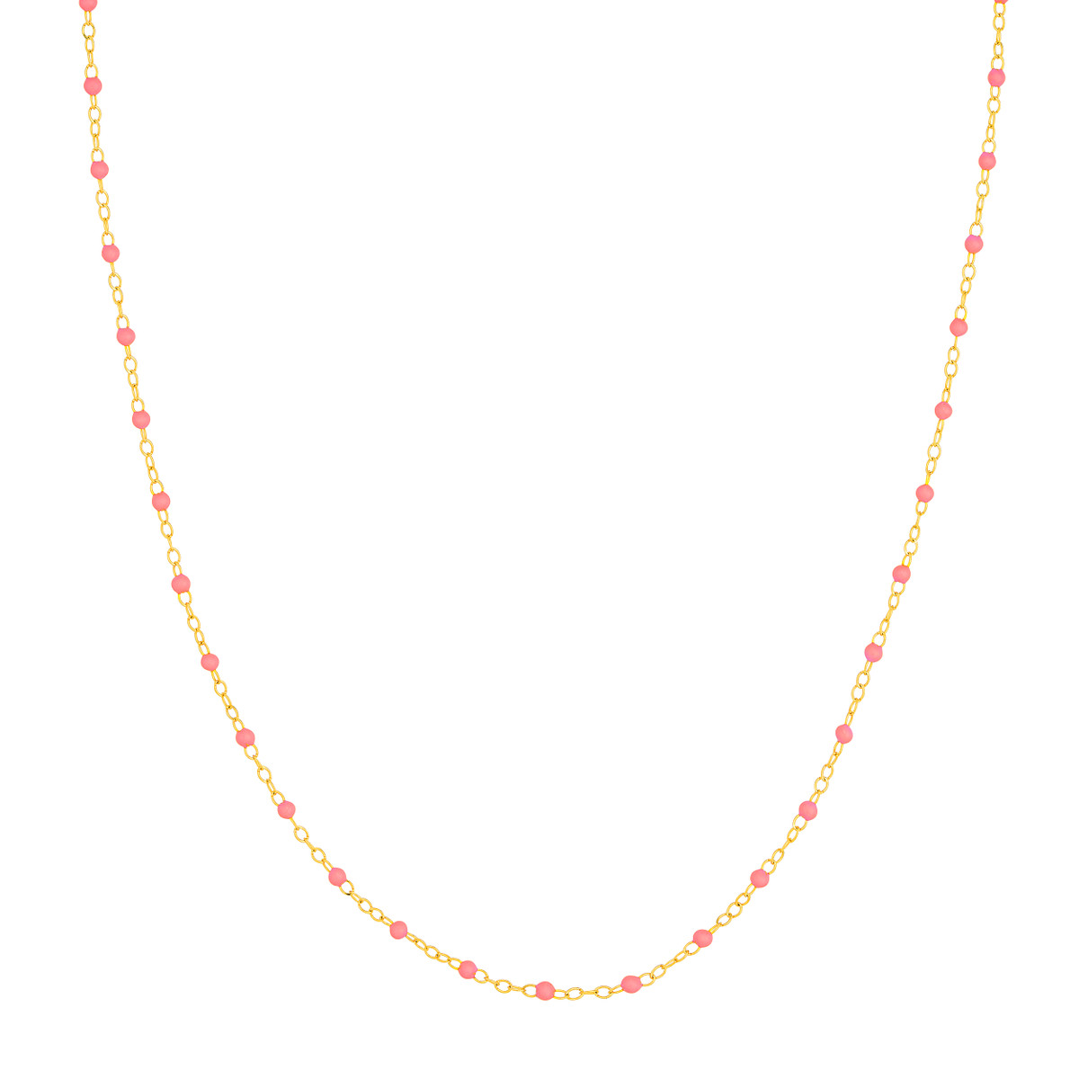 DFJ 14 Karat Yellow Gold Baby Pink Enamel Bead Piatto Necklace