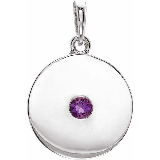 14K Rose Natural Amethyst Disc Pendant