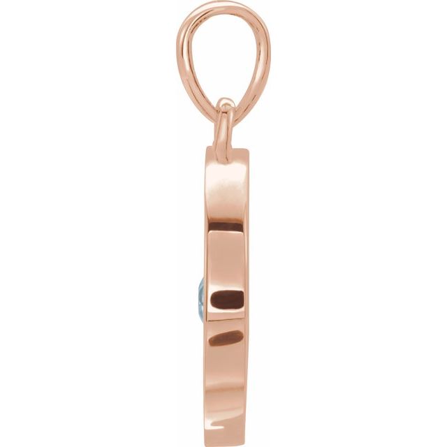 14K Rose Natural Aquamarine Disc Pendant
