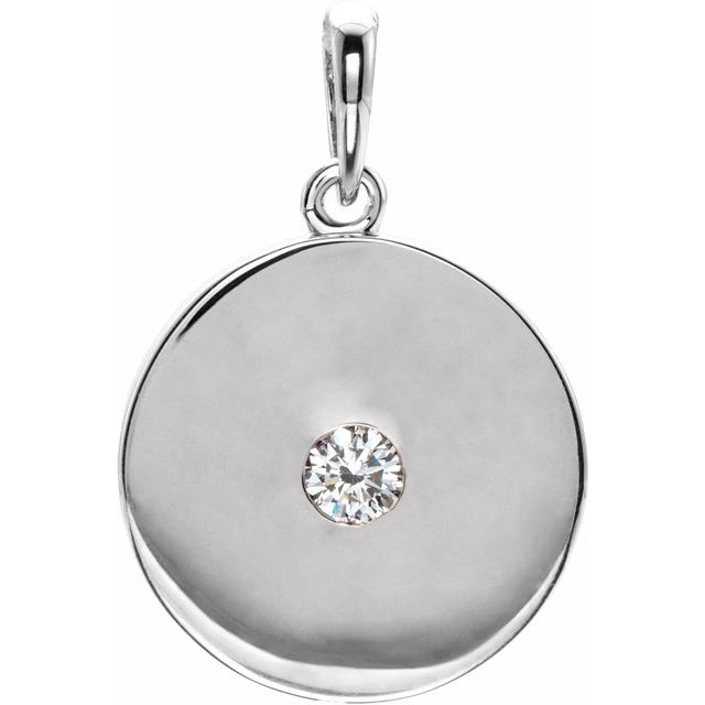 14K Rose Natural Diamond Disc Pendant