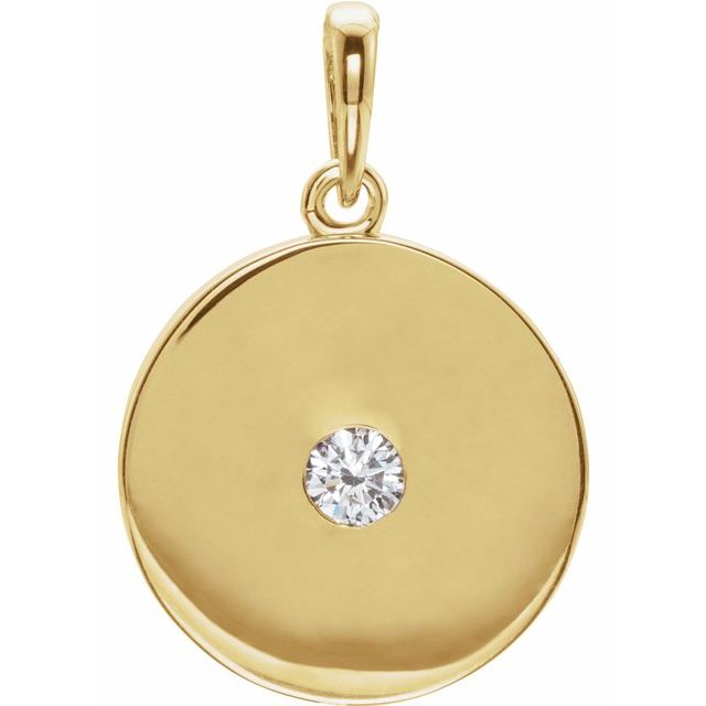 14K Rose Natural Diamond Disc Pendant