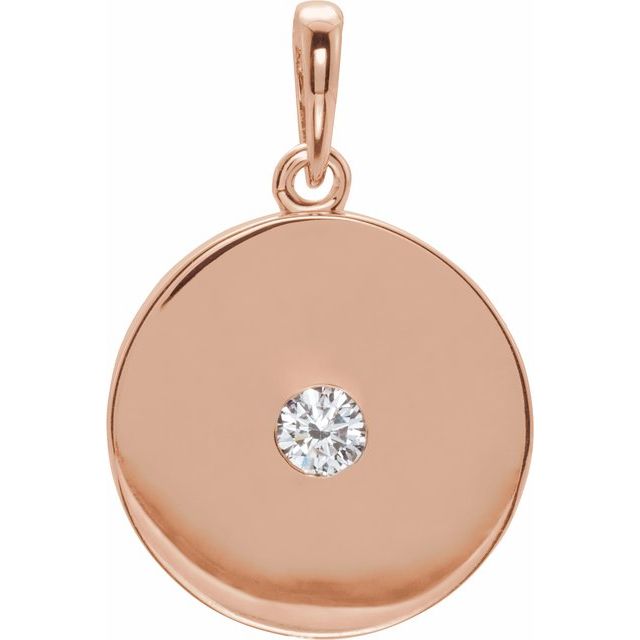 14K Rose Natural Diamond Disc Pendant