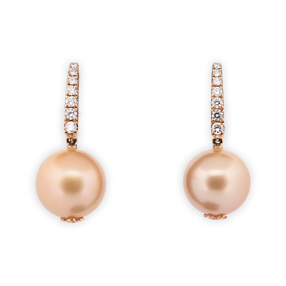 DFJ 14 Karat Yellow Gold 12x13mm South Sea Pearl Earrings