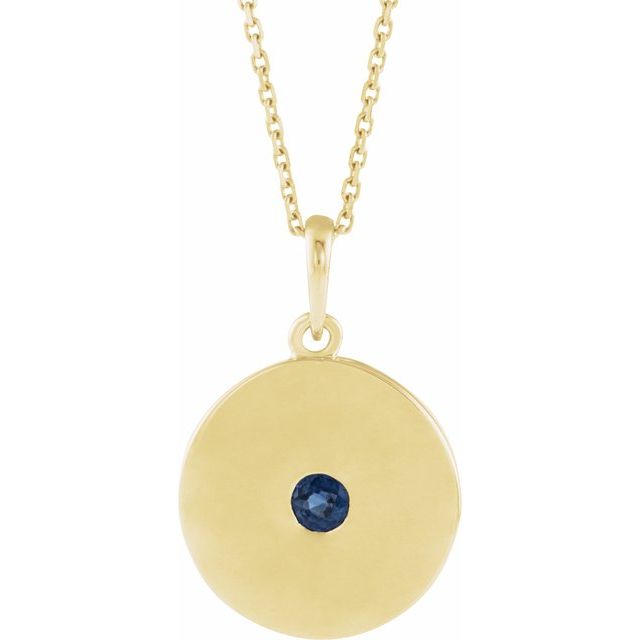 14K Rose Natural Blue Sapphire Disc Necklace