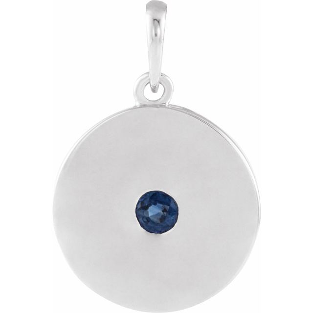 14K Rose Natural Blue Sapphire Disc Pendant