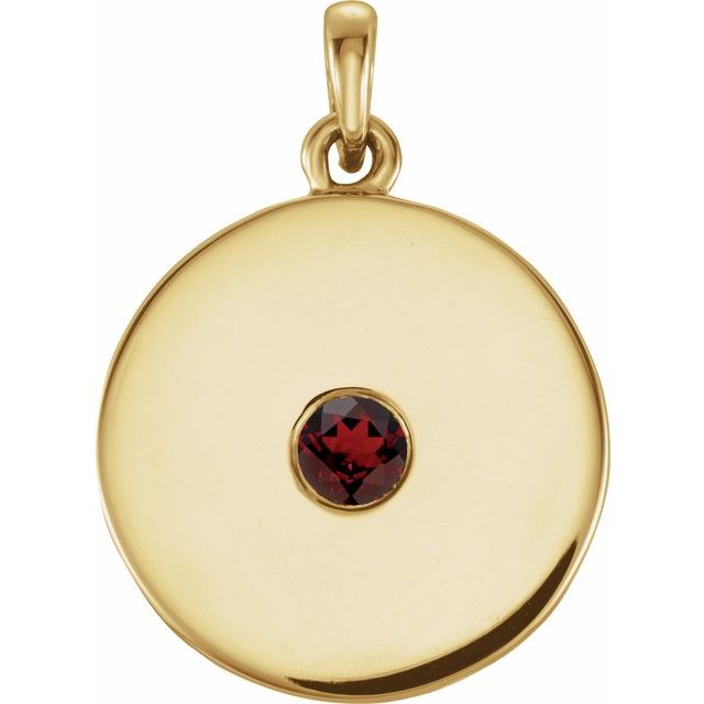 14K Rose Natural Mozambique Garnet Disc Pendant