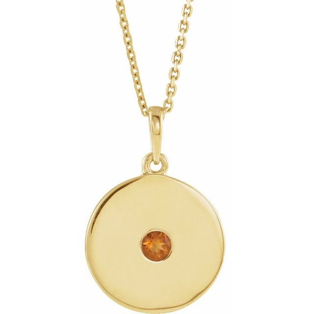 14K Rose Natural Citrine Disc Necklace