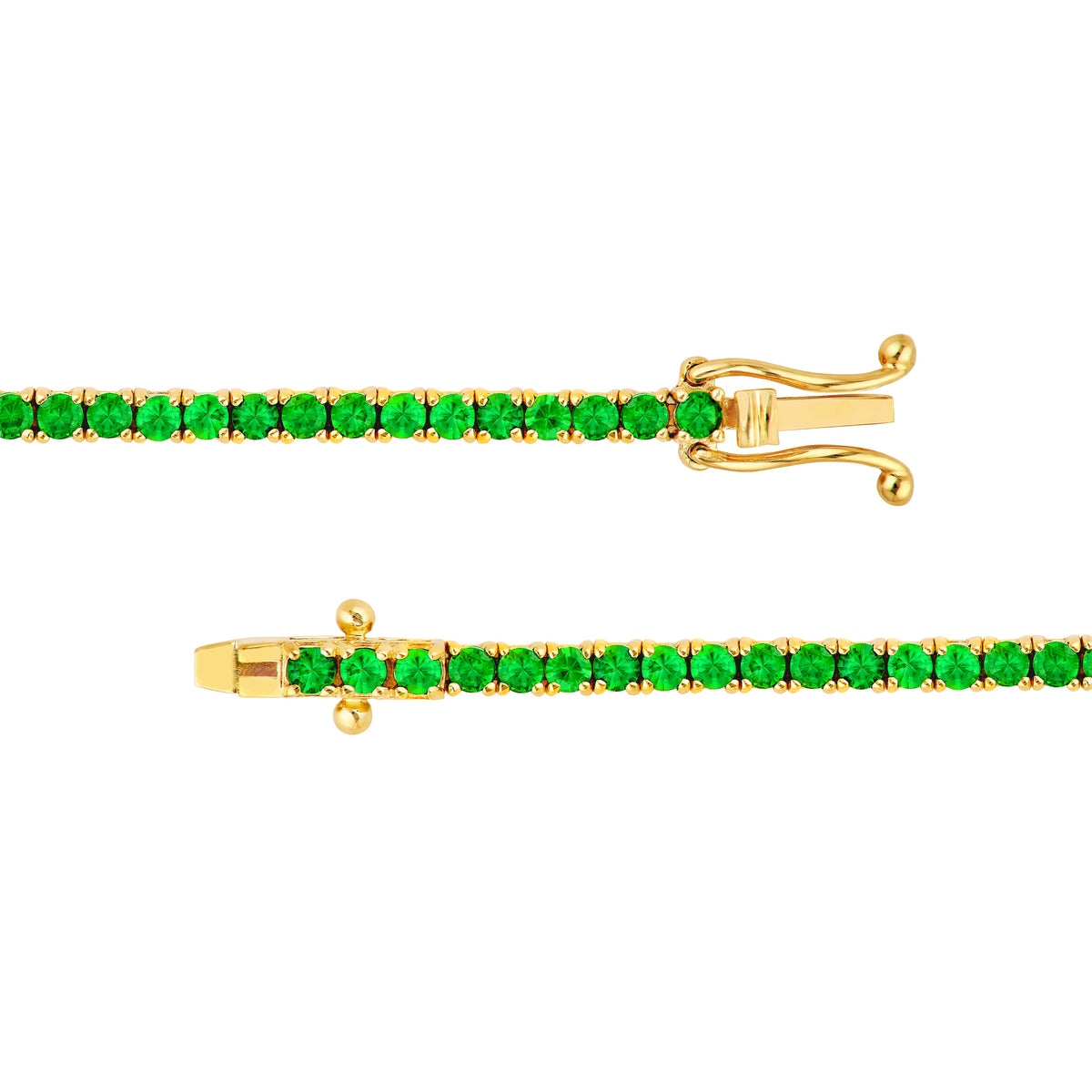 DFJ 14 Karat Yellow Gold Tsavorite Garnet Tennis Bracelet