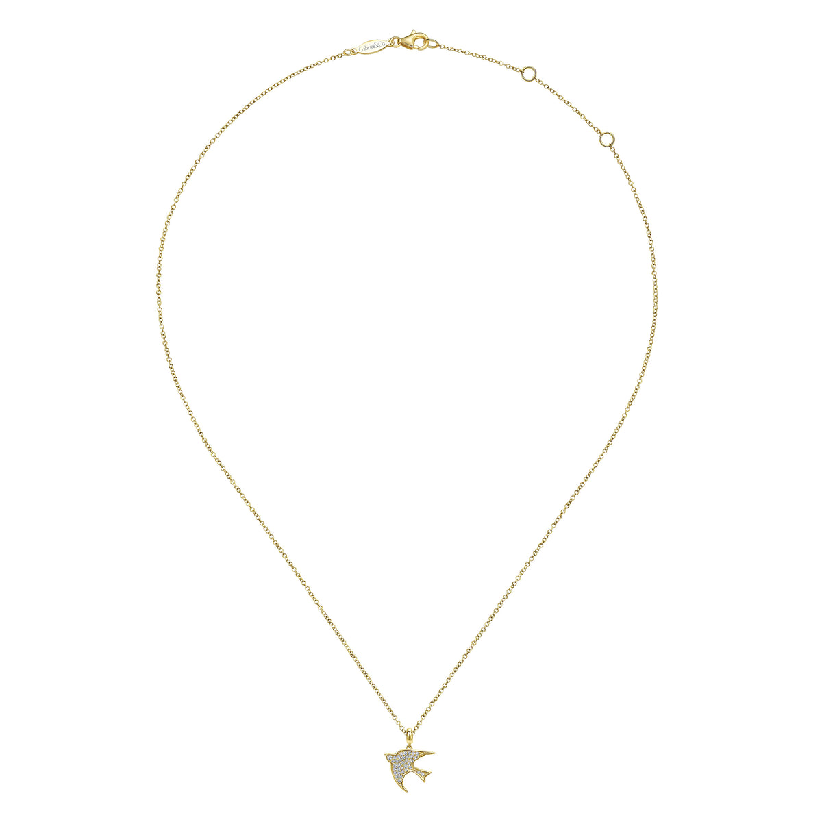 Gabriel &amp; Co. 14 Karat Yellow Gold Diamond Bird Necklace