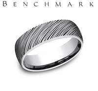 Benchmark 14 Karat White Gold Wedding Band - Cross Bark