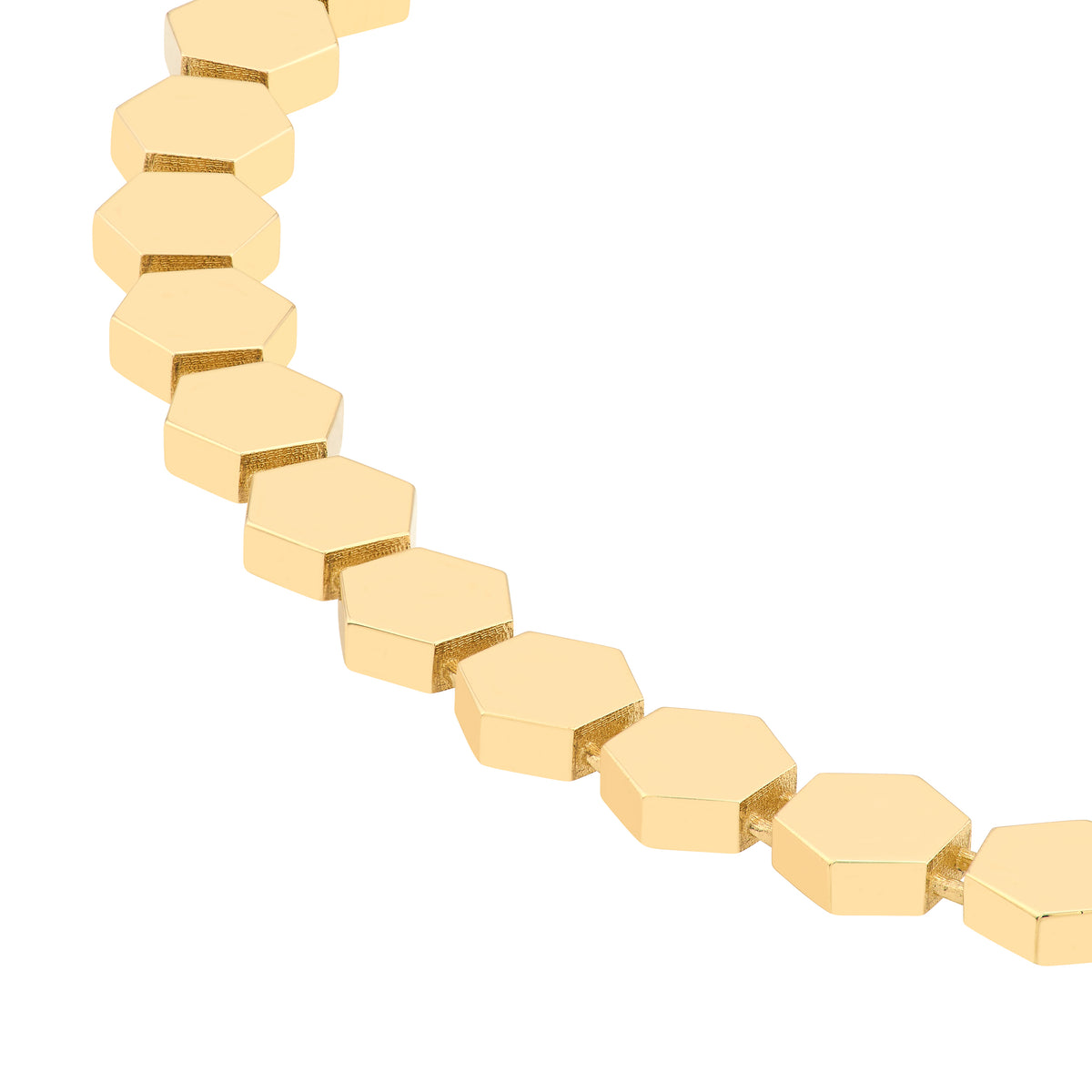 DFJ 14 Karat Yellow Gold Polished Hexagonal Bracelet