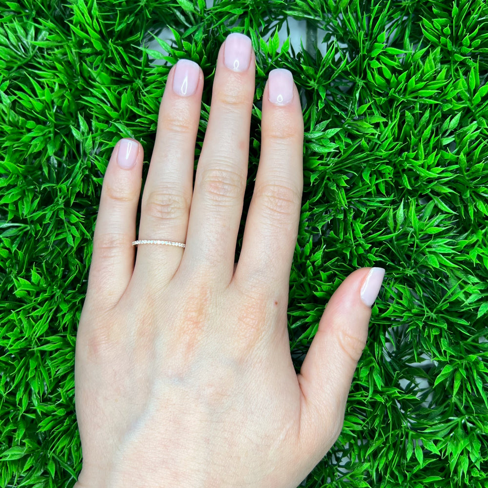 DFJ 14 Karat Rosé Gold Petite Diamond Band, 0.19tw