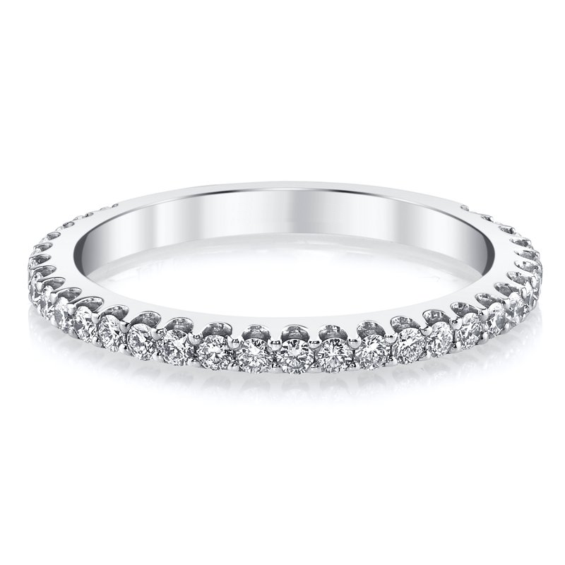 DFJ 14 Karat White Gold Shared Prong Set Diamond Band, 0.53tw