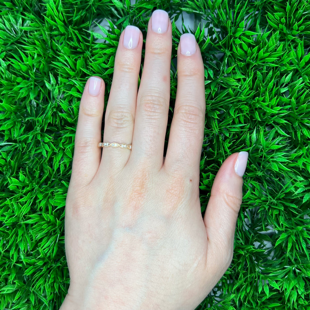 DFJ 18 Karat Rosé Gold Prong Set Diamond Band, 0.22tw