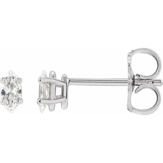 DFJ 14 Karat White Gold Four Prong Set Diamond Earrings, 0.15tw