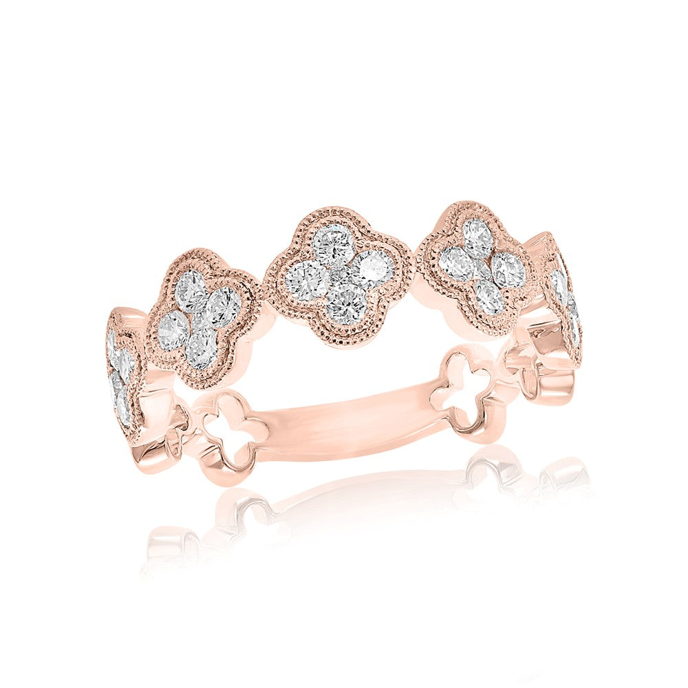 DFJ 18 Karat Rosé Gold Diamond Ring, 0.64tw