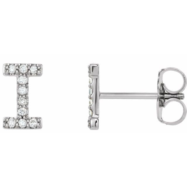 14K Rose Natural Diamond Initial L Earring