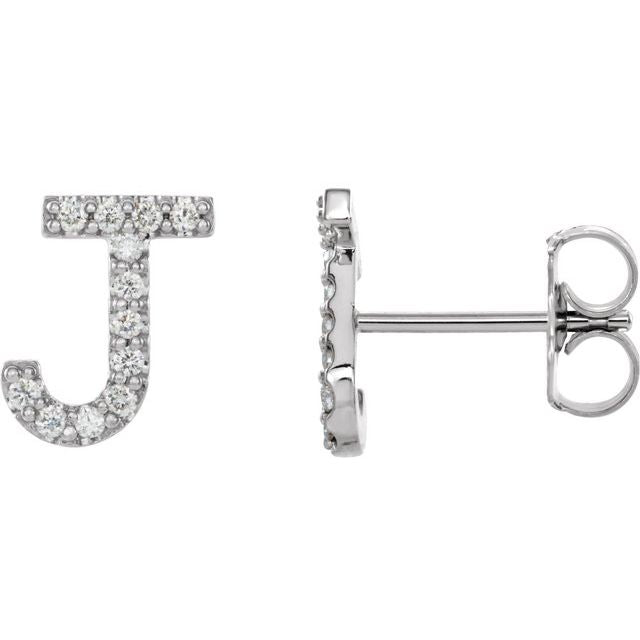 14K Rose Natural Diamond Initial L Earring