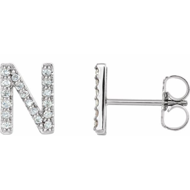14K Rose Natural Diamond Initial C Earring