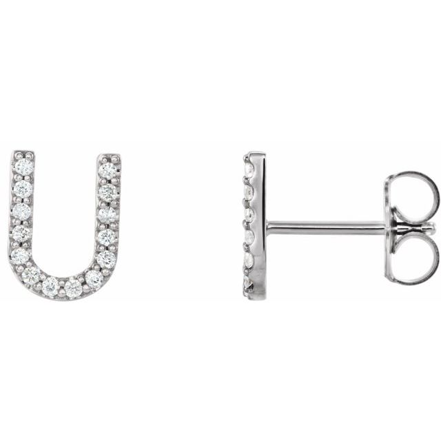 14K Rose Natural Diamond Initial C Earring