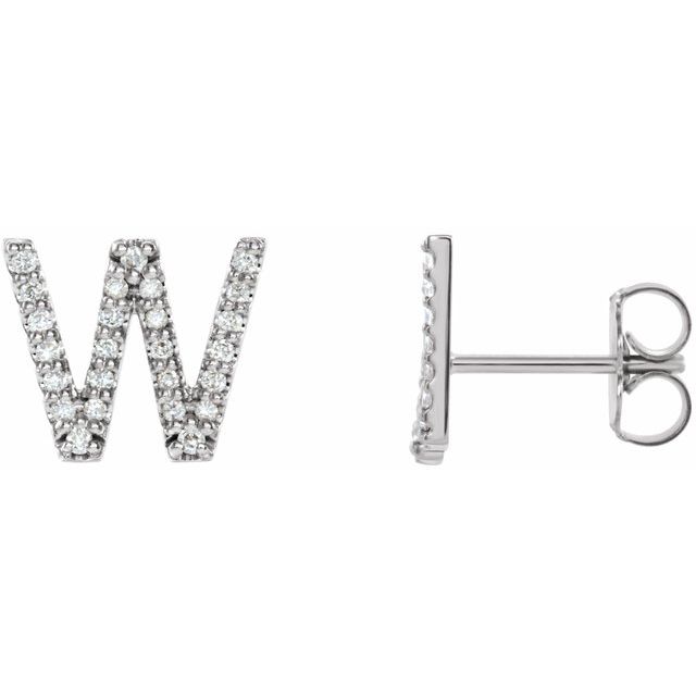 14K Rose Natural Diamond Initial L Earring