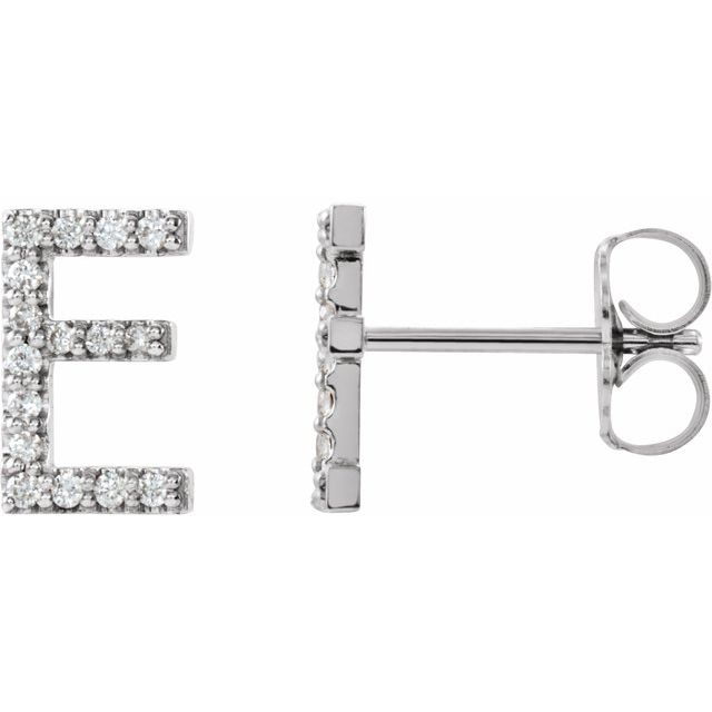 14K Rose Natural Diamond Initial A Earring