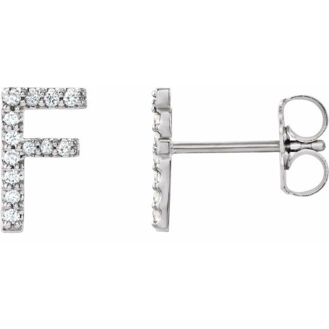 14K Rose Natural Diamond Initial L Earring