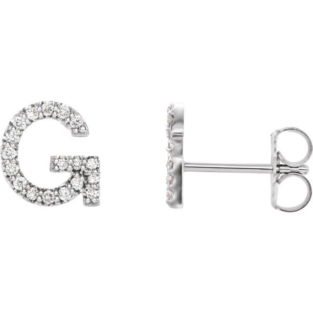 14K Rose Natural Diamond Initial T Earring