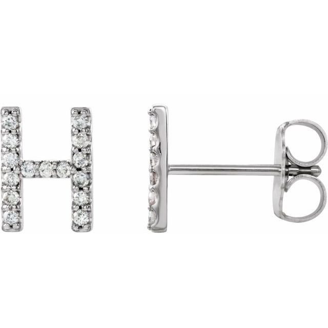 14K Rose Natural Diamond Initial X Earring