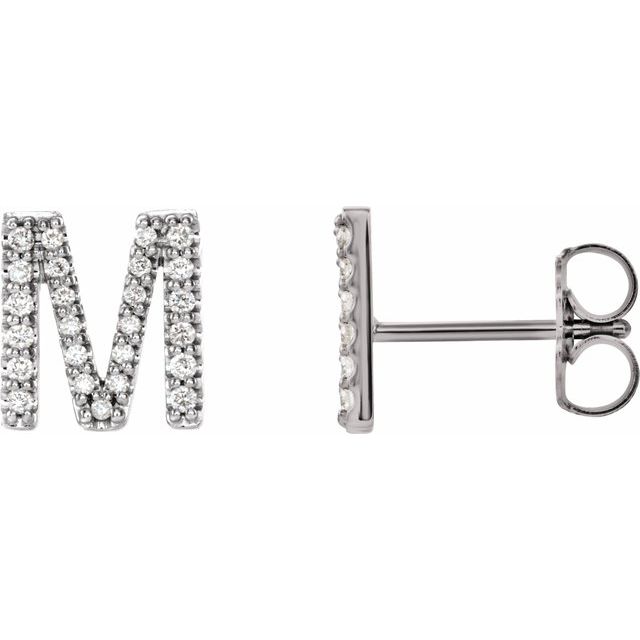 14K Rose Natural Diamond Initial L Earring