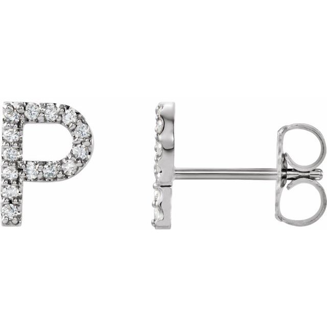 14K Rose Natural Diamond Initial K Earring