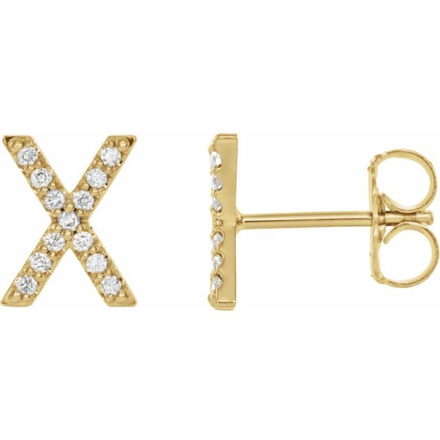 14K Rose Natural Diamond Initial L Earring