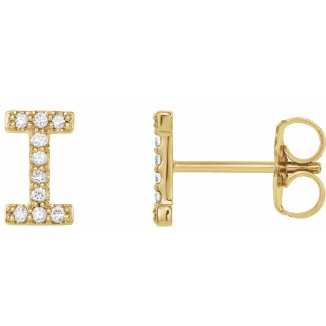 14K Rose Natural Diamond Initial L Earring