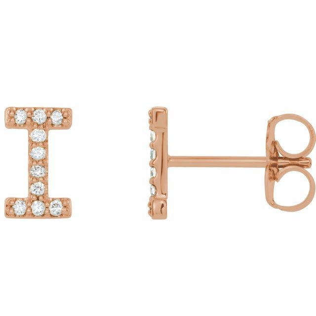 14K Rose Natural Diamond Initial L Earring