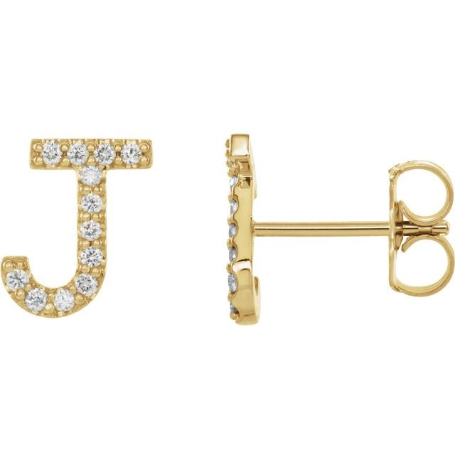 14K Rose Natural Diamond Initial X Earring