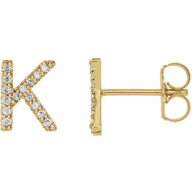14K Rose Natural Diamond Initial U Earring