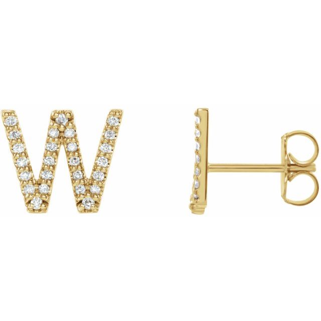 14K Rose Natural Diamond Initial T Earring