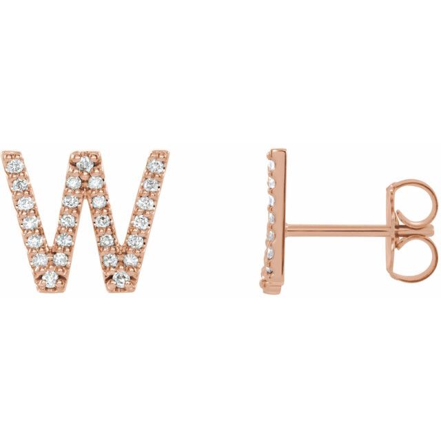 14K Rose Natural Diamond Initial Y Earring