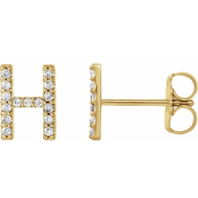 14K Rose Natural Diamond Initial Y Earring
