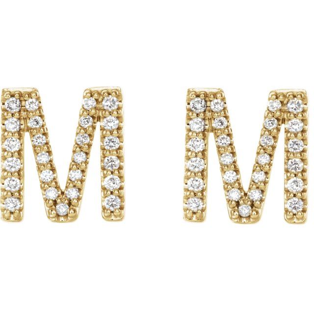 14K Rose Natural Diamond Initial L Earring