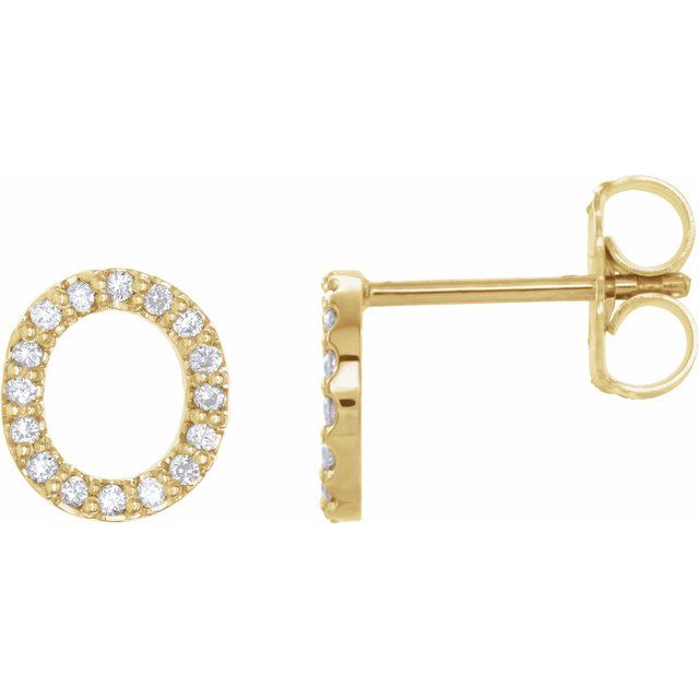 14K Rose Natural Diamond Initial X Earring