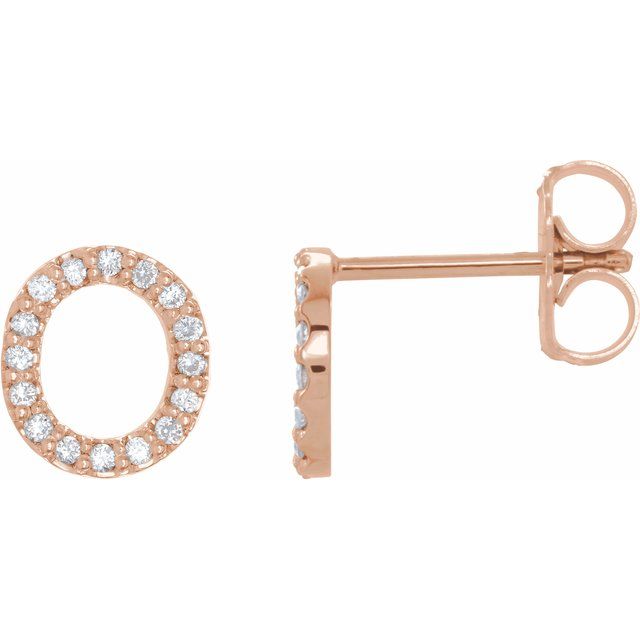 14K Rose Natural Diamond Initial X Earring