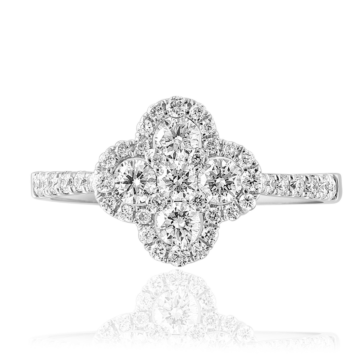 DFJ 18 Karat White Gold Round Brilliant Diamond Band, 0.7tw